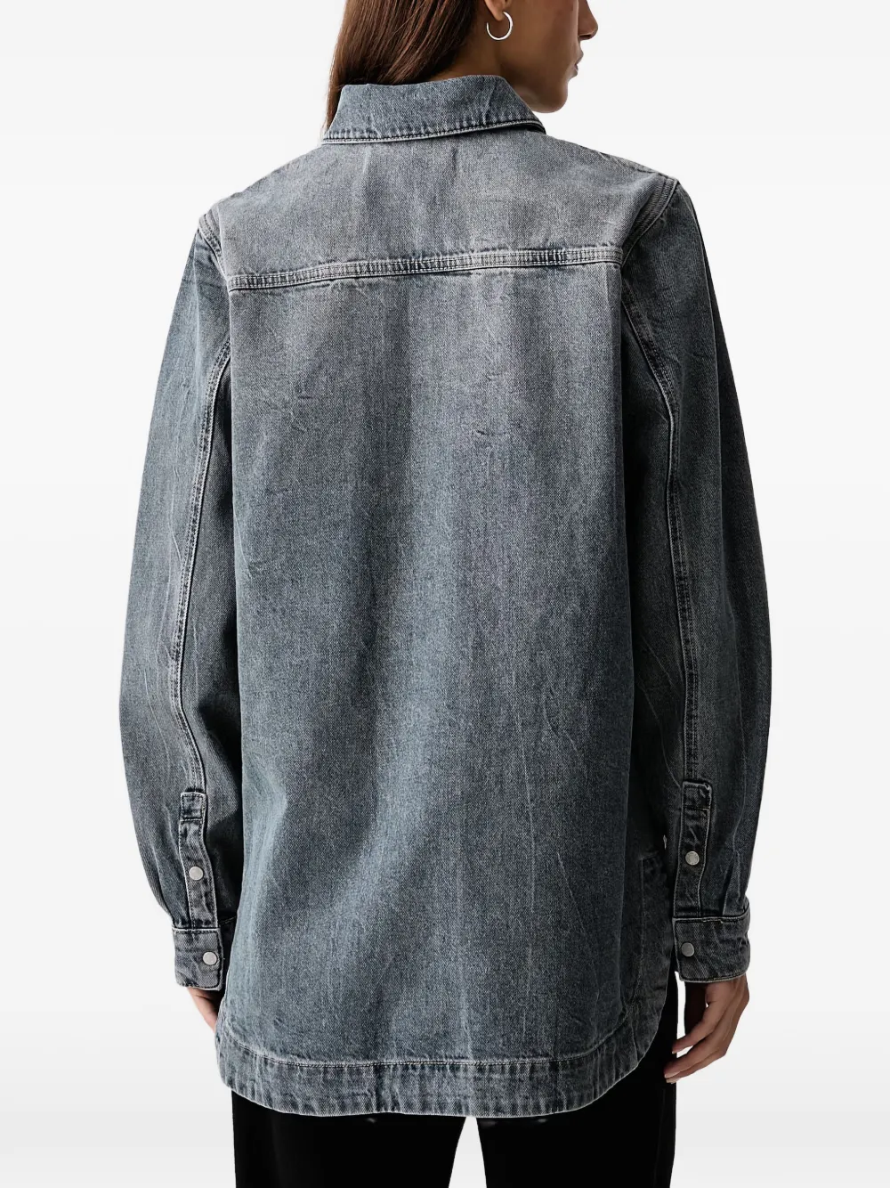 Karl Lagerfeld Jeans Denim blouse met geborduurd logo en acid-wassing Grijs