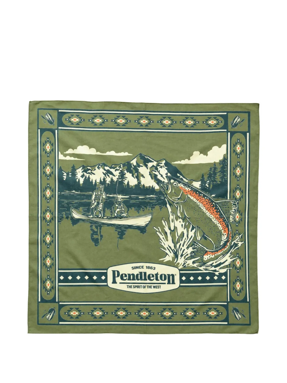 Pendleton Lakeside graphic-print cotton scarf - Verde