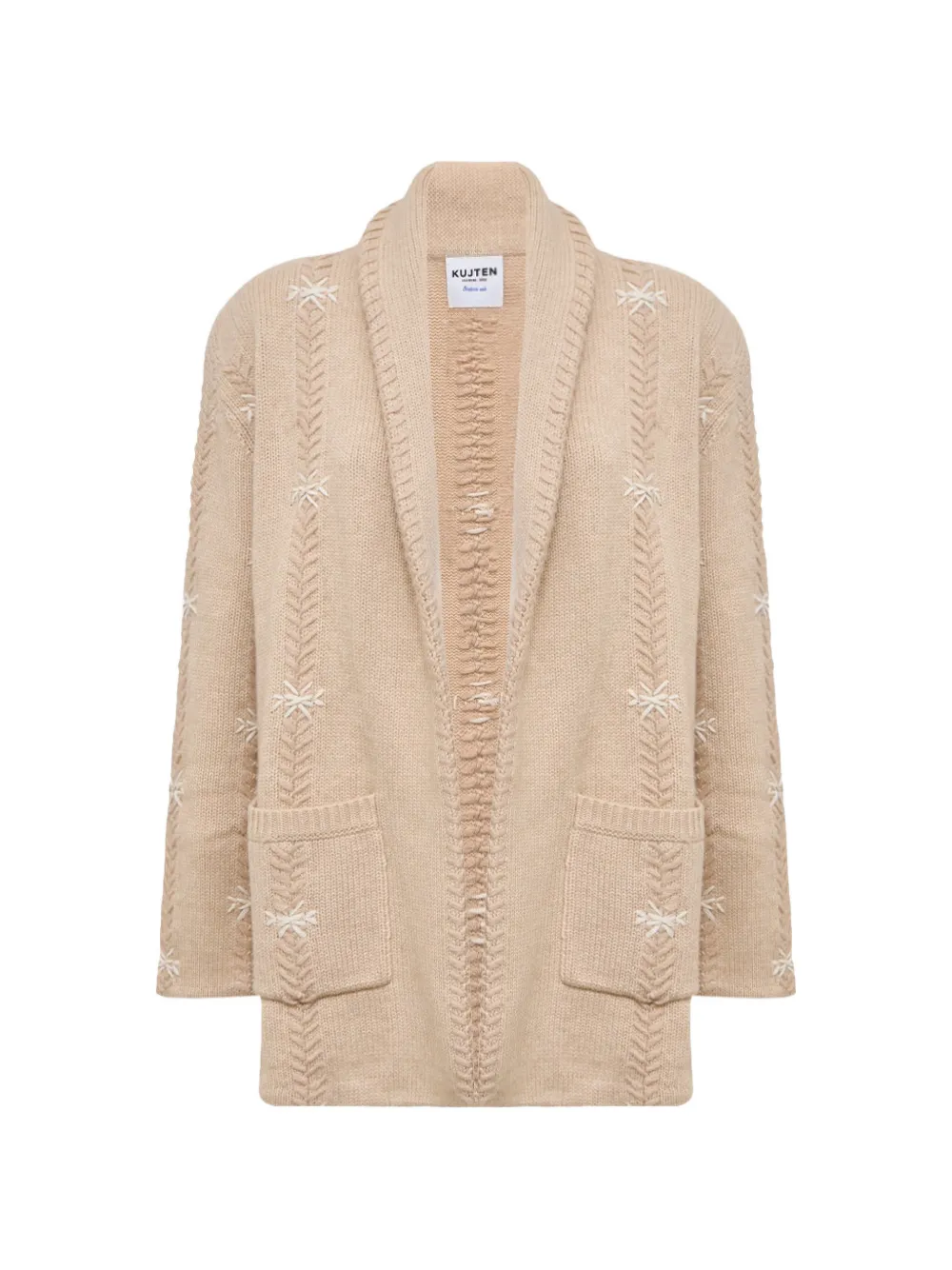 kujten Cody Flake embroidered shawl-collar cardigan - Toni neutri