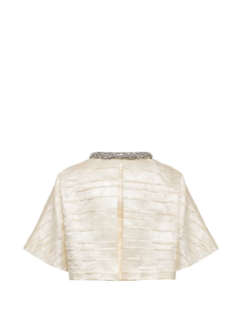 SIMKHAI Elvessa crystal-embellished pleated jacket Beige