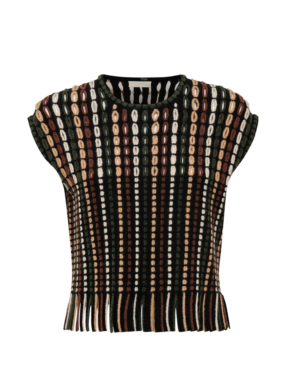 Ulla Johnson Natia open-knit fringed top Zwart