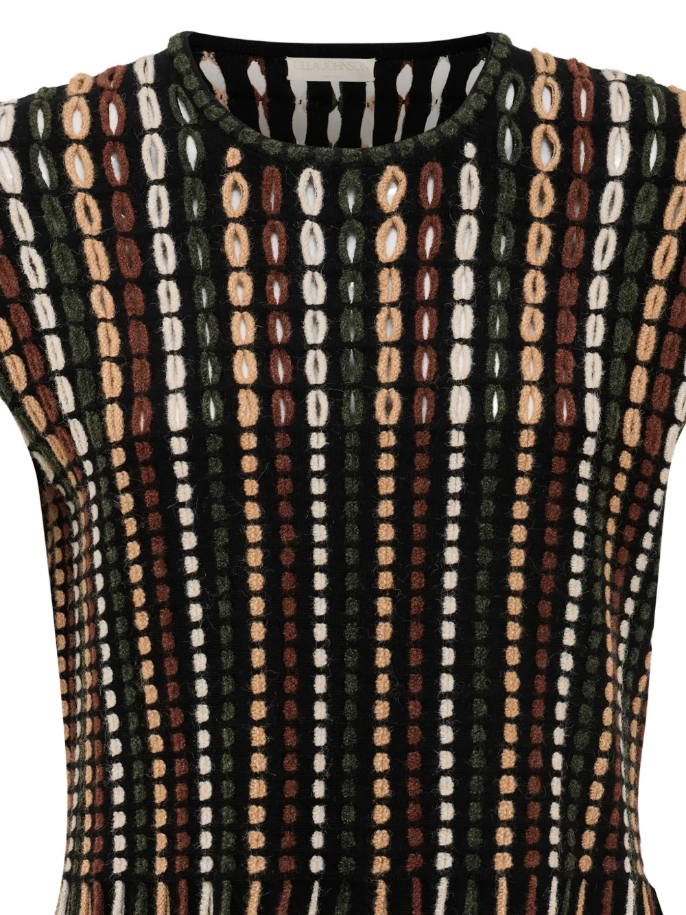Ulla Johnson Natia open-knit fringed top Zwart