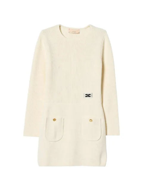 Elisabetta Franchi La Mia Bambina vestido tejido de canalé midi con parche del logo