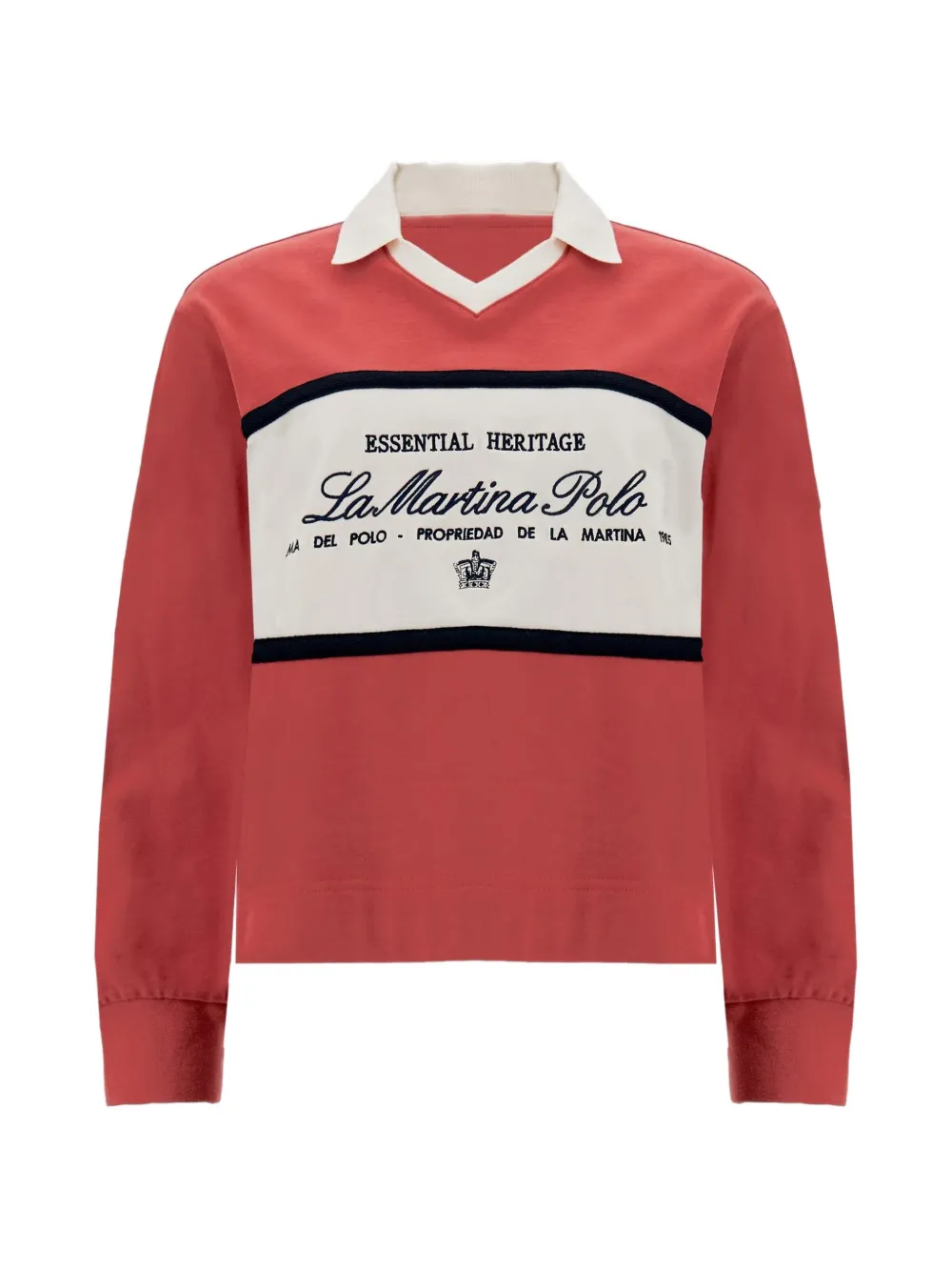 La Martina Hermes logo-print panelled polo shirt Rood