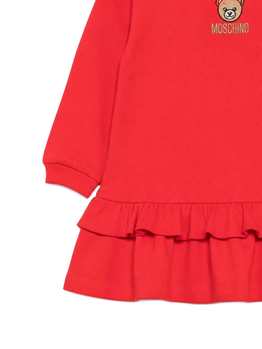 Moschino Kids Teddy Bear tiered ruffled dress Rood