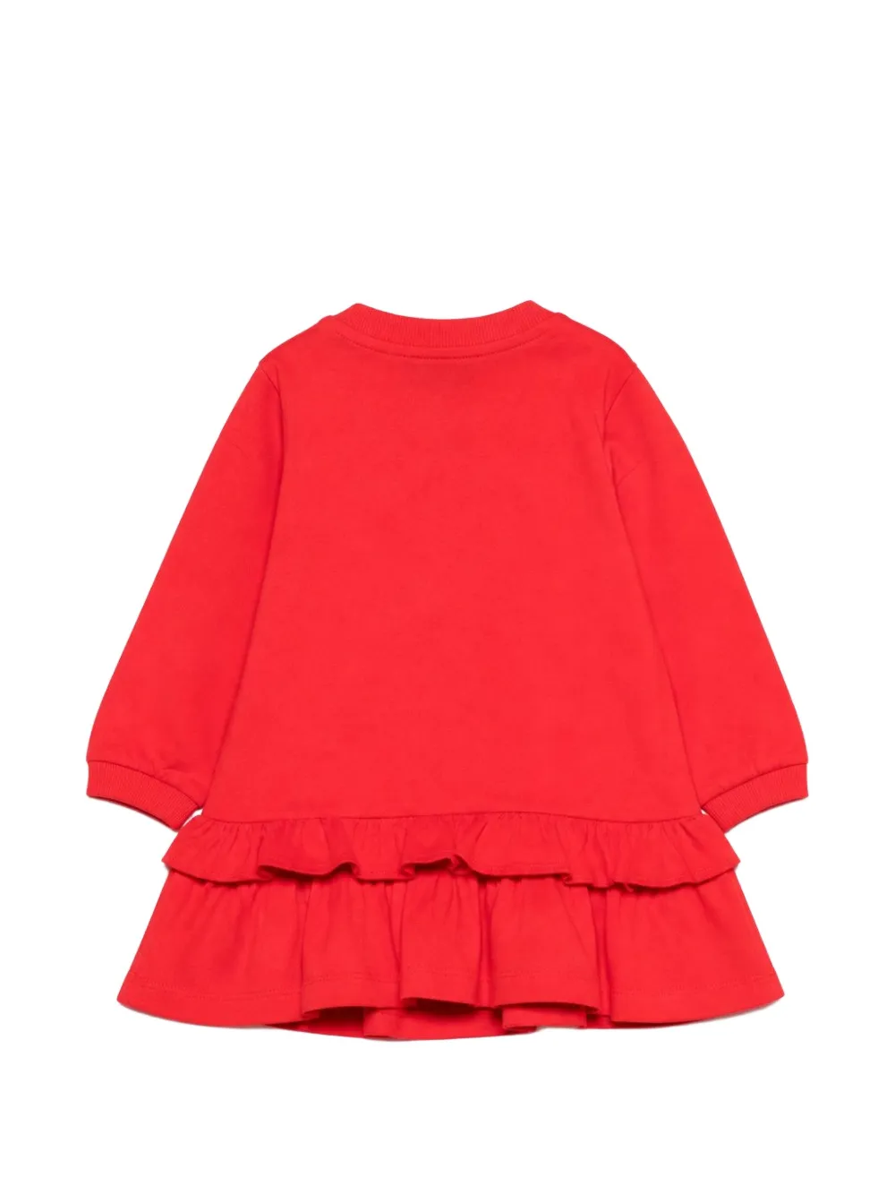 Moschino Kids Teddy Bear tiered ruffled dress Rood