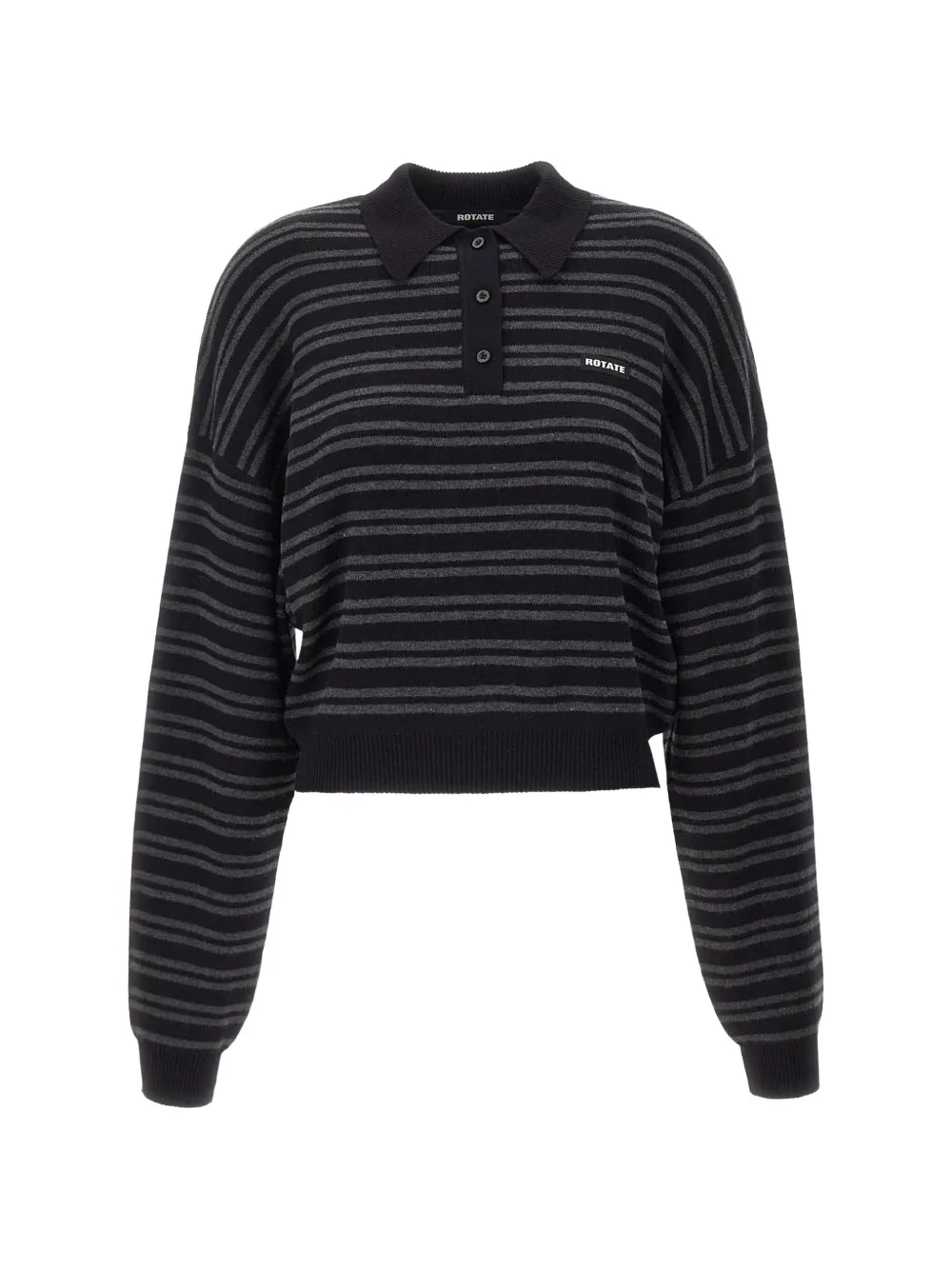 ROTATE BIRGER CHRISTENSEN Slinky striped polo shirt Zwart