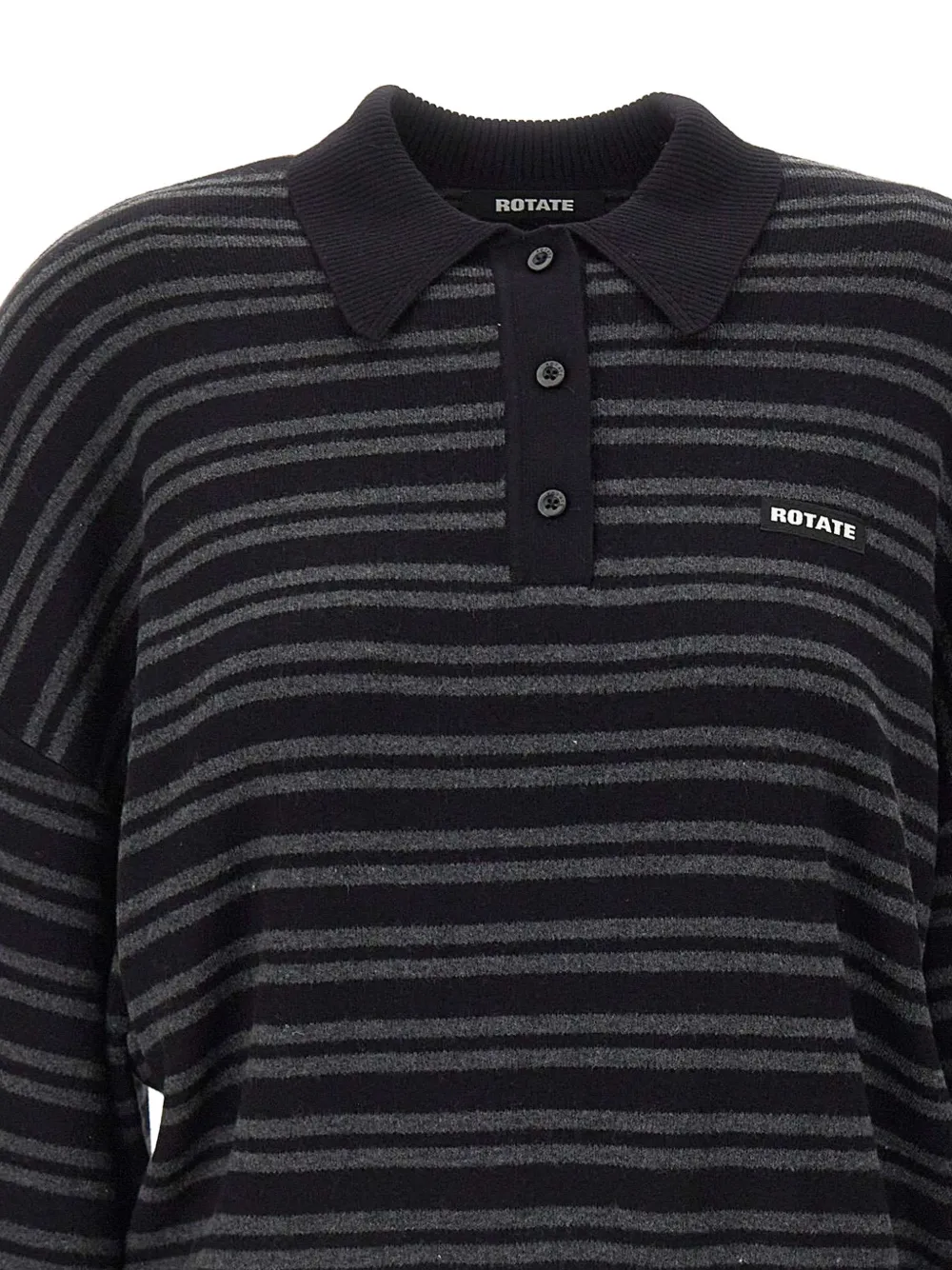 ROTATE BIRGER CHRISTENSEN Slinky striped polo shirt Zwart