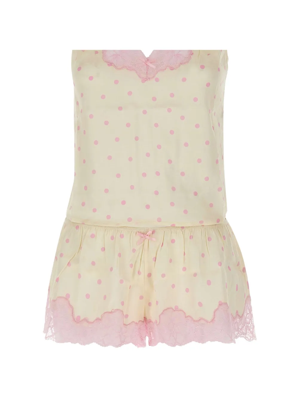 MC2 Saint Barth Pilar top and shorts set with lace Beige