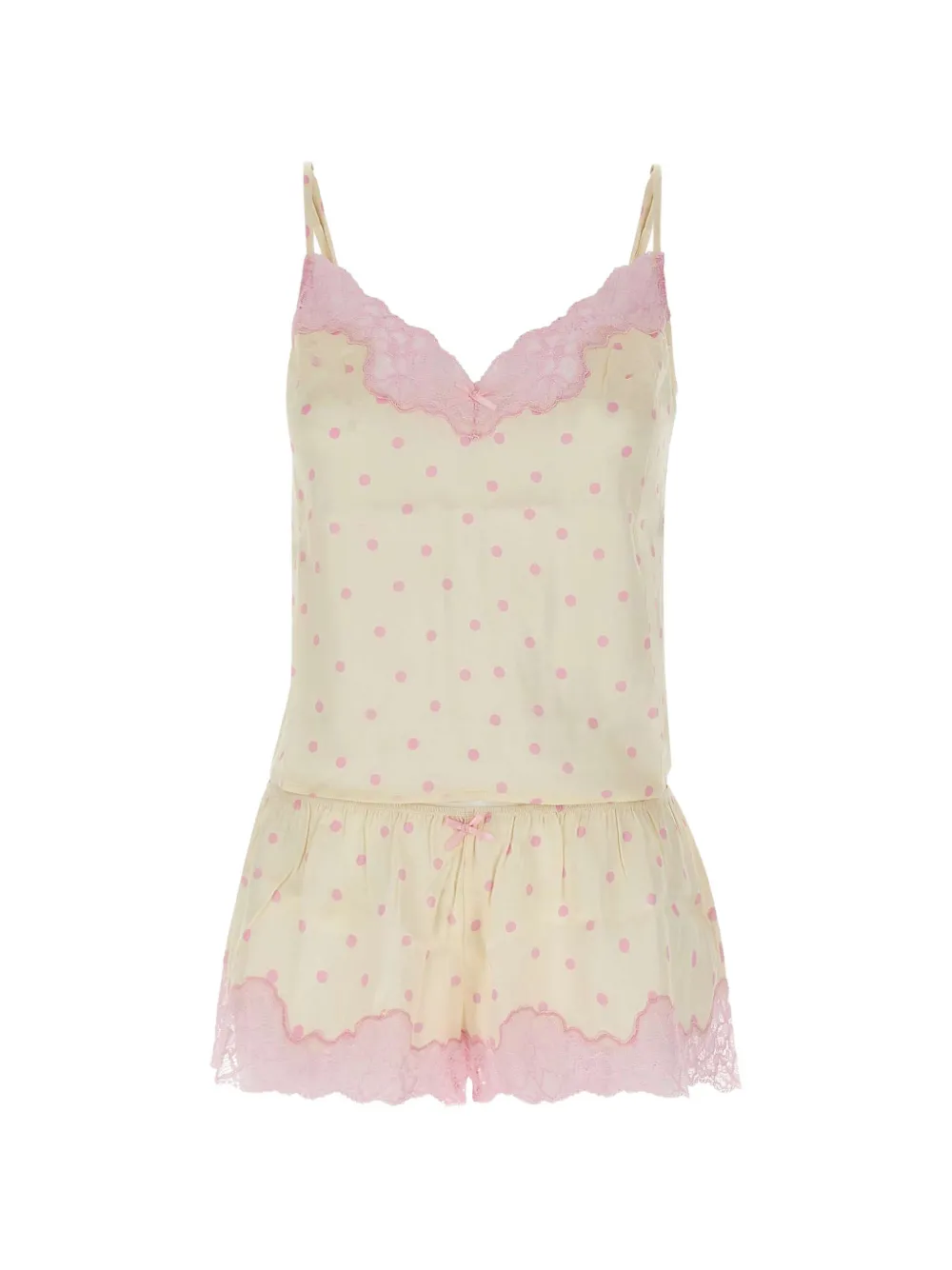 MC2 Saint Barth Pilar top and shorts set with lace Beige