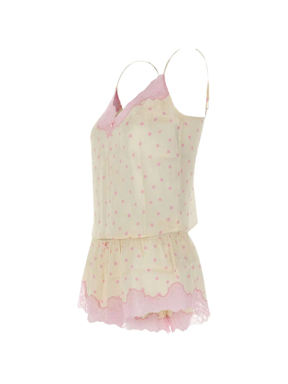 MC2 Saint Barth Pilar top and shorts set with lace Beige