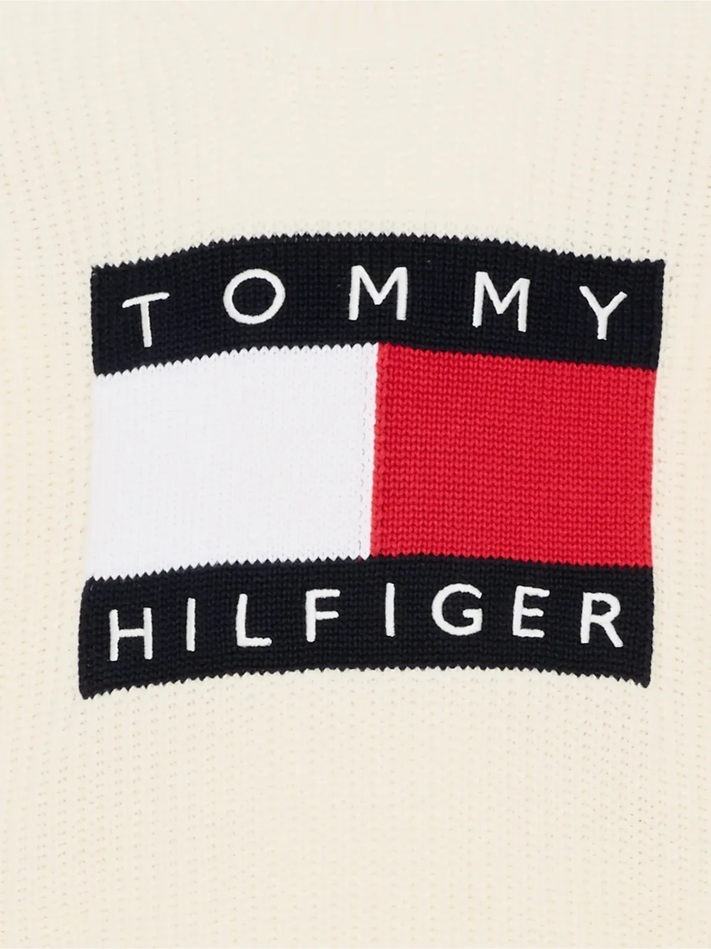 Tommy Hilfiger Junior Heritage logo-intarsia ribbed-knit sweater Beige