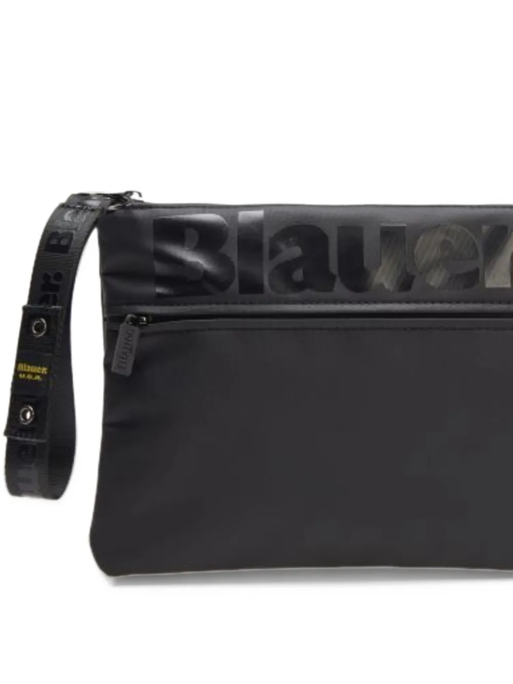 Blauer logo-print zip-up clutch bag Zwart