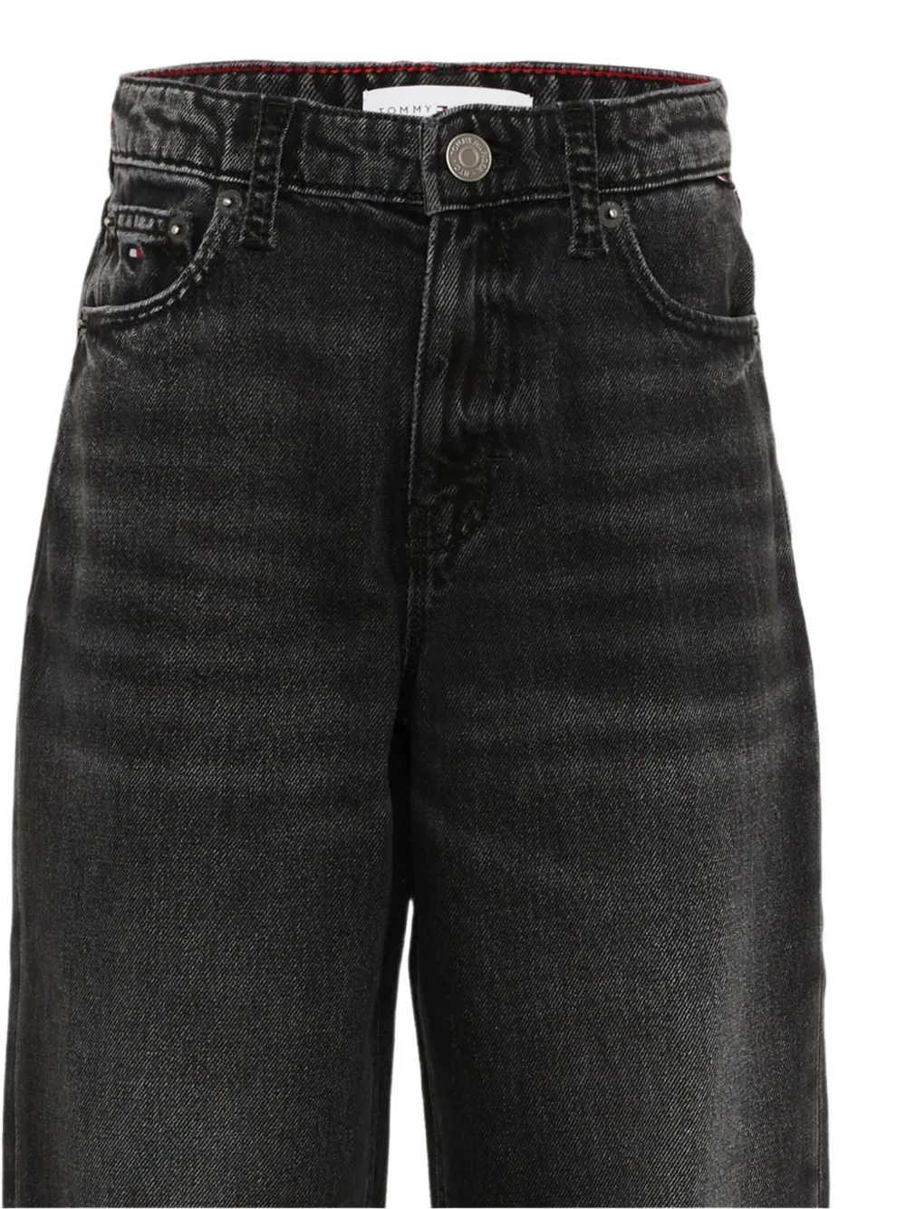 Tommy Hilfiger Junior washed-effect straight-leg jeans Zwart