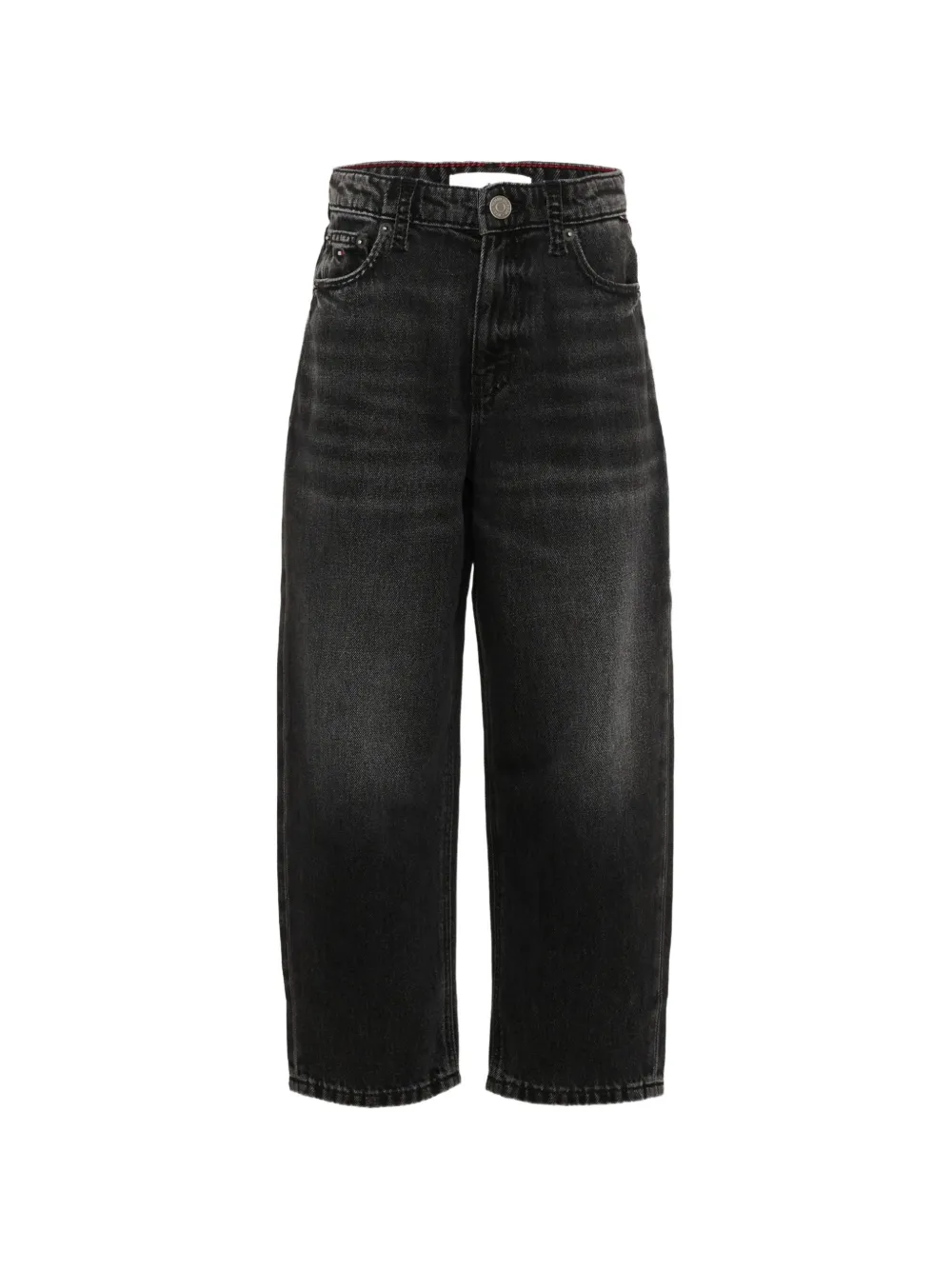 Tommy Hilfiger Junior washed-effect straight-leg jeans Zwart