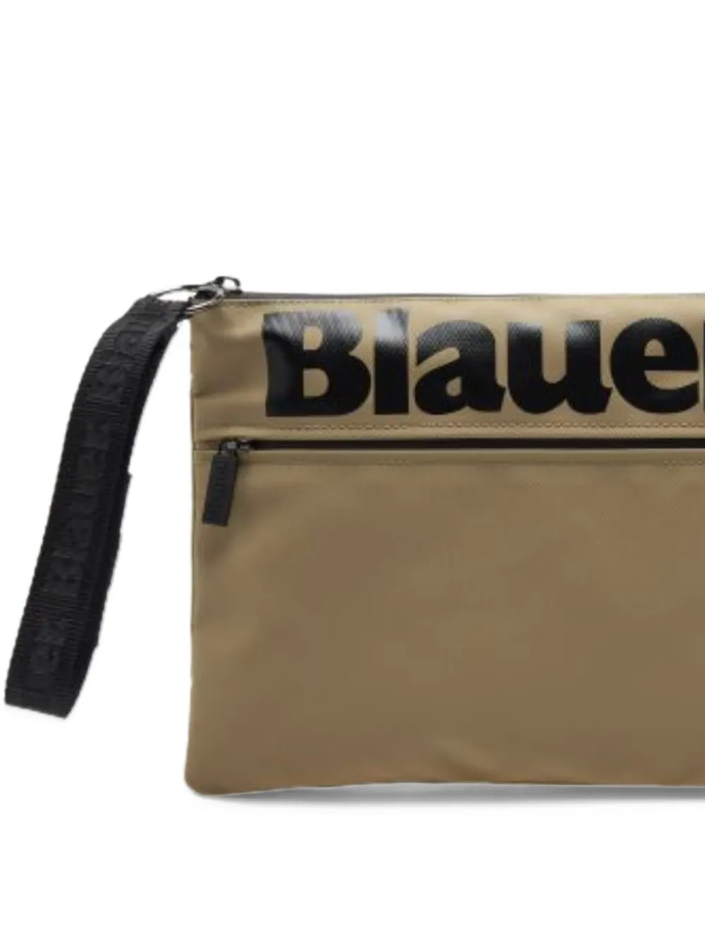 Blauer logo-print zip-fastening clutch bag Beige