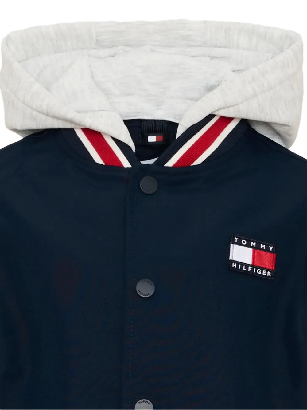 Tommy Hilfiger Junior logo-patch hooded jacket Blauw