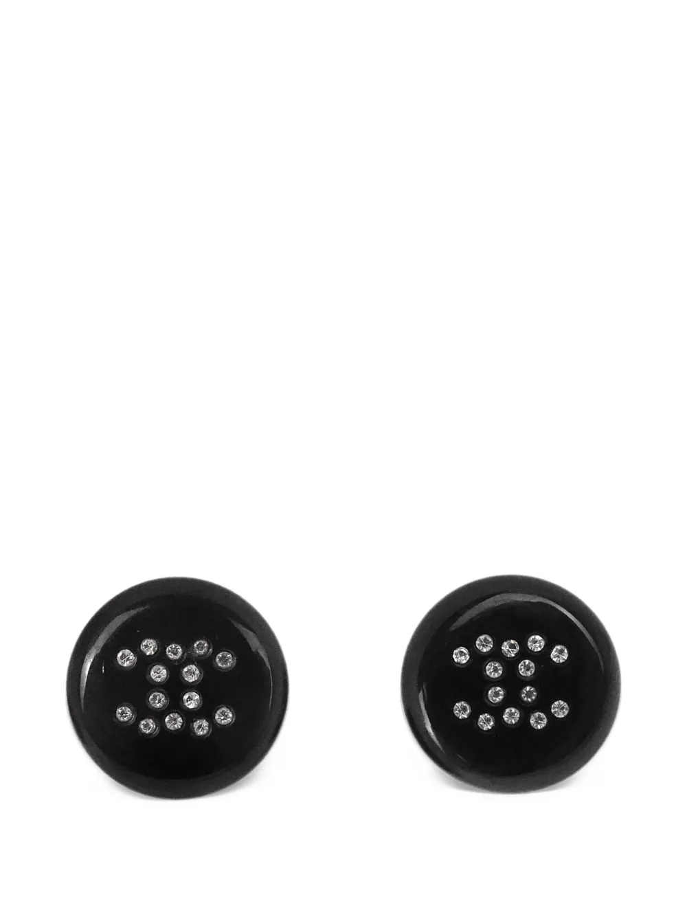 CHANEL Pre-Owned 2004 CC rhinestone-embellished button earrings - Nero