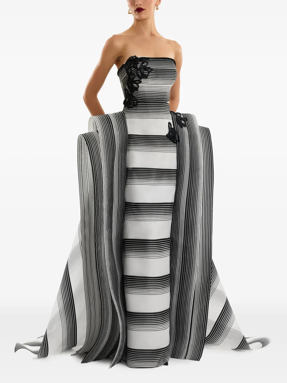 Gemy Maalouf Strapless avondjurk met kralenapplicatie Wit