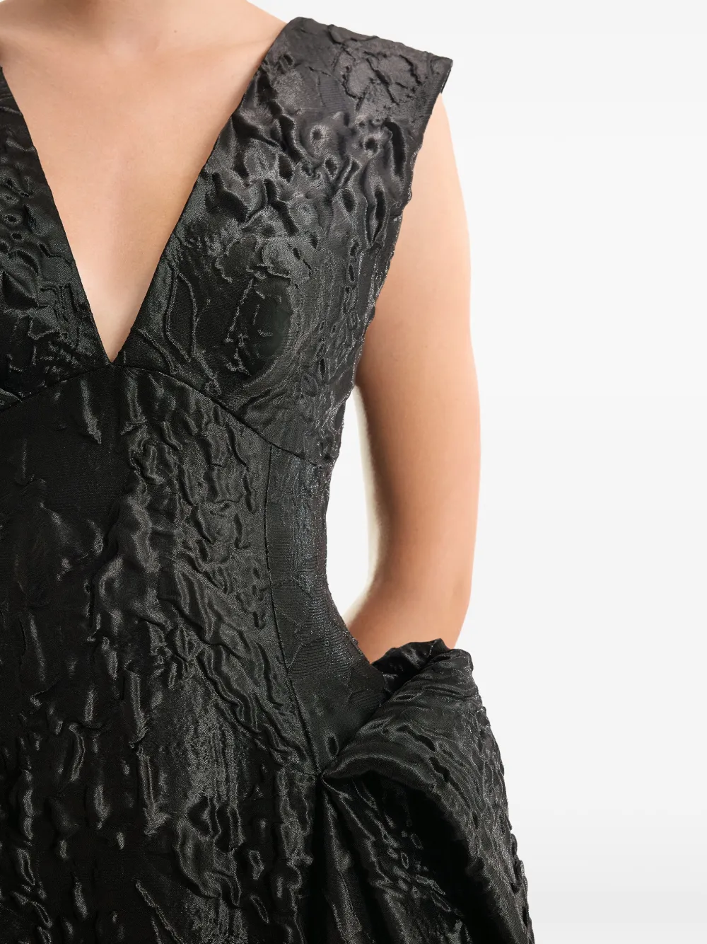 Gemy Maalouf Avondjurk met V-hals en jacquard Zwart