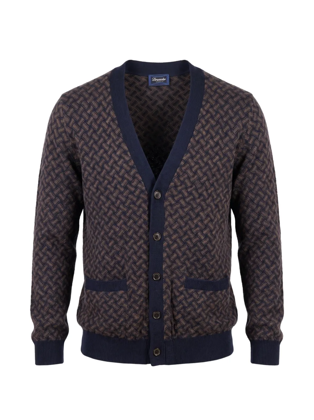 Drumohr Razor jacquard cashmere cardigan - Marrone