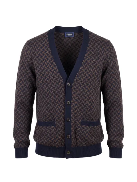 Drumohr Razor jacquard cashmere cardigan