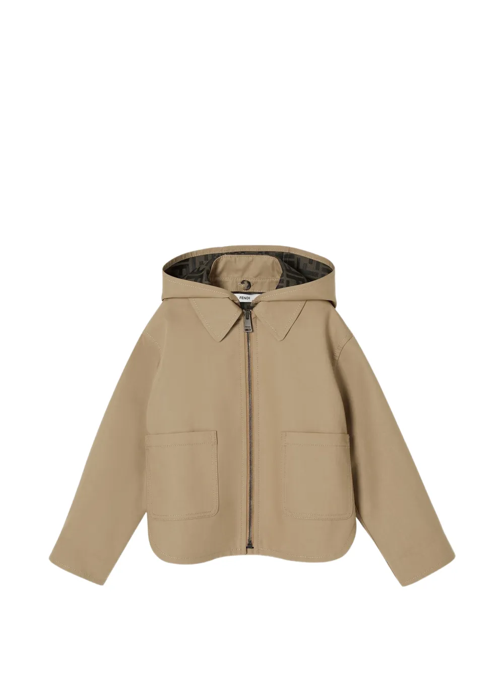 Fendi Kids logo-pattern detachable-hood jacket - Toni neutri