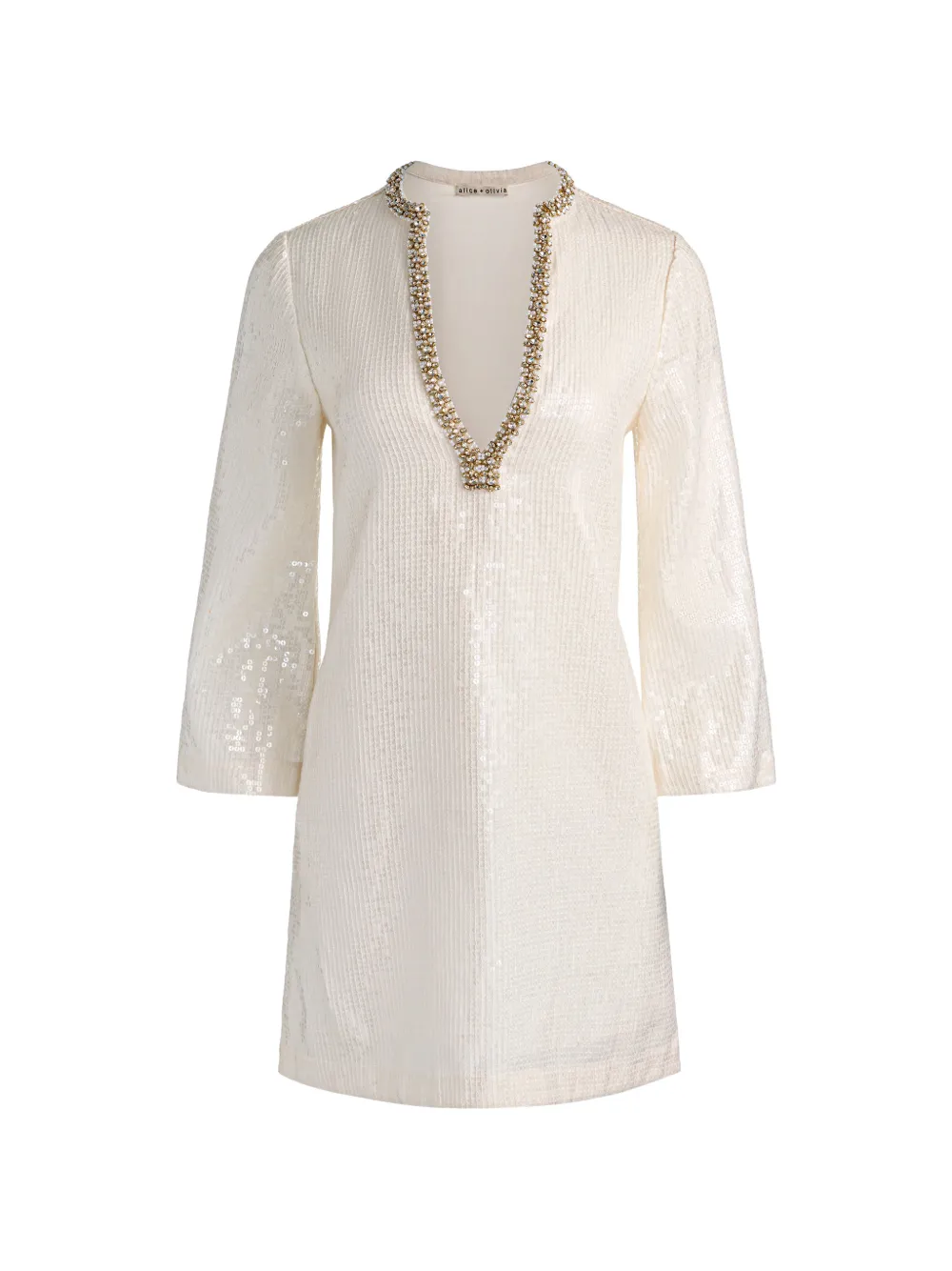 alice + olivia Eleonora sequin-embellished mini dress - Neutrals