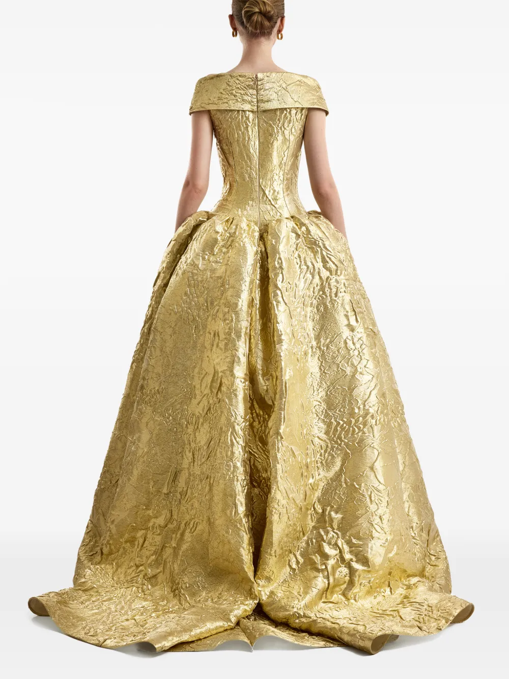 Gemy Maalouf Off-shoulder avondjurk met jacquard Goud