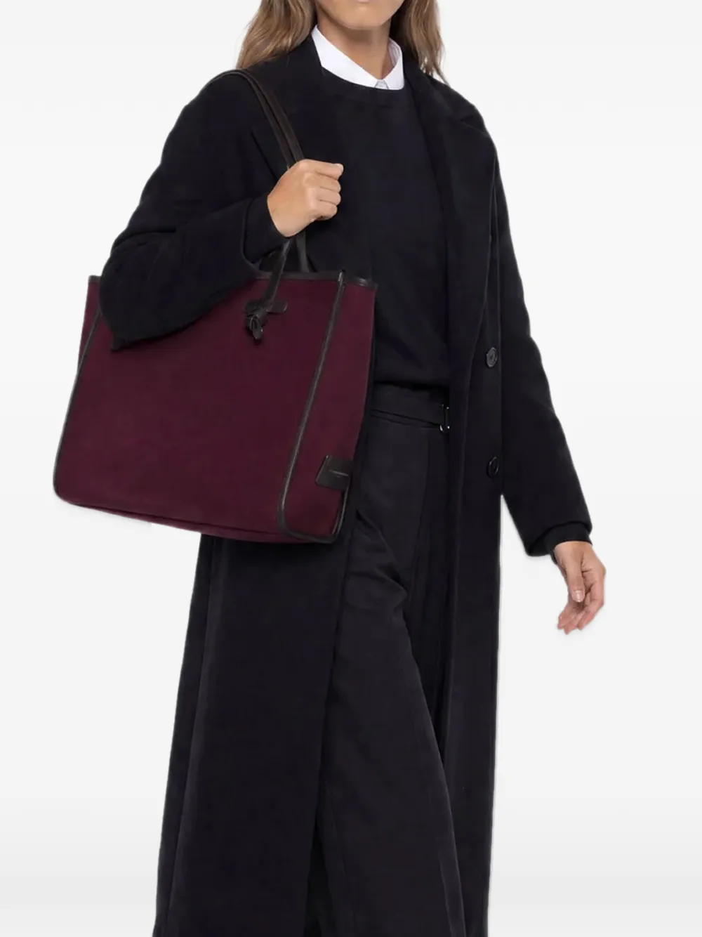 GIANNI CHIARINI large Marcella leather-trim tote bag Rood