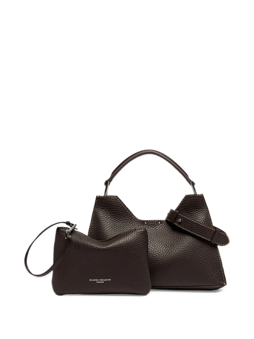 GIANNI CHIARINI Aurora embossed leather tote bag Bruin