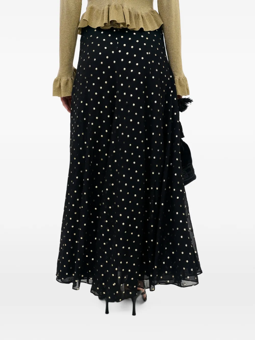 Rixo Billy polka-dot midi skirt Zwart
