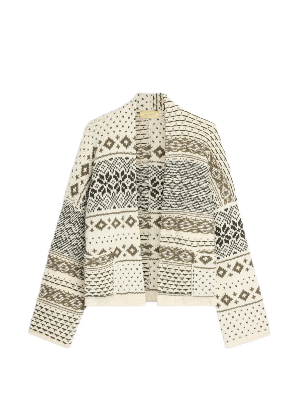 MOMONÌ Sira jacquard-knit fringed cardigan - Toni neutri