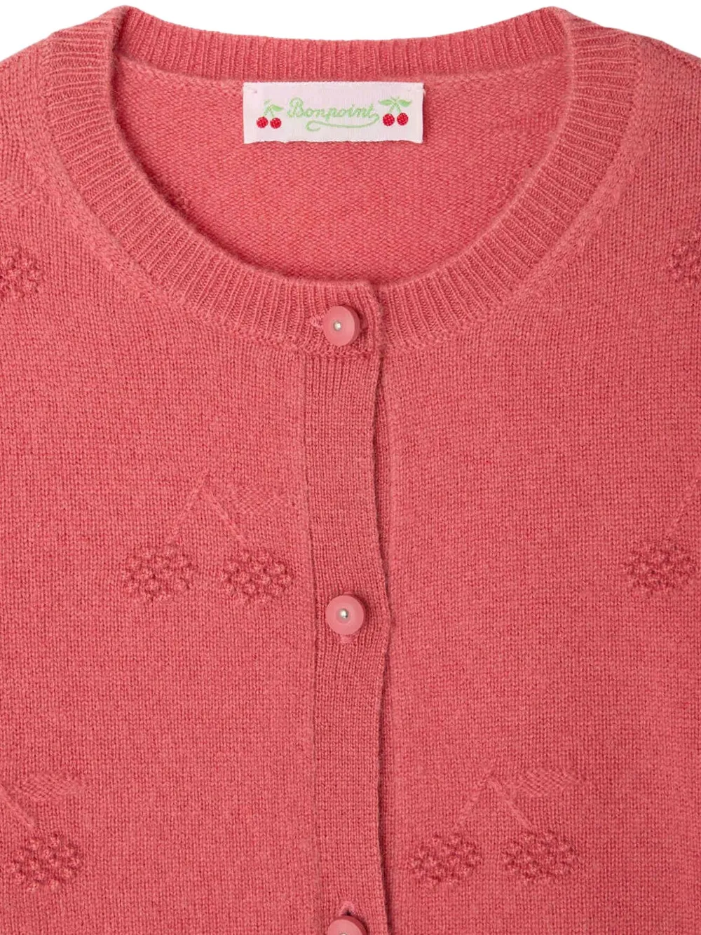 Bonpoint Manon cherry-pointelle cardigan Roze