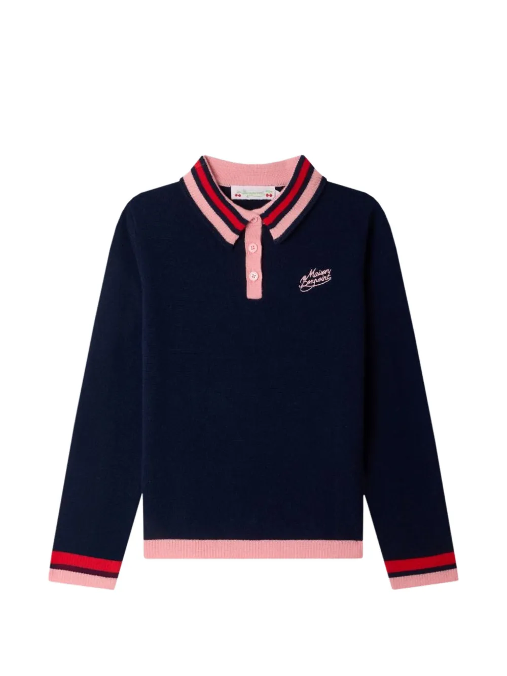 Bonpoint embroidered logo polo sweater - Blu