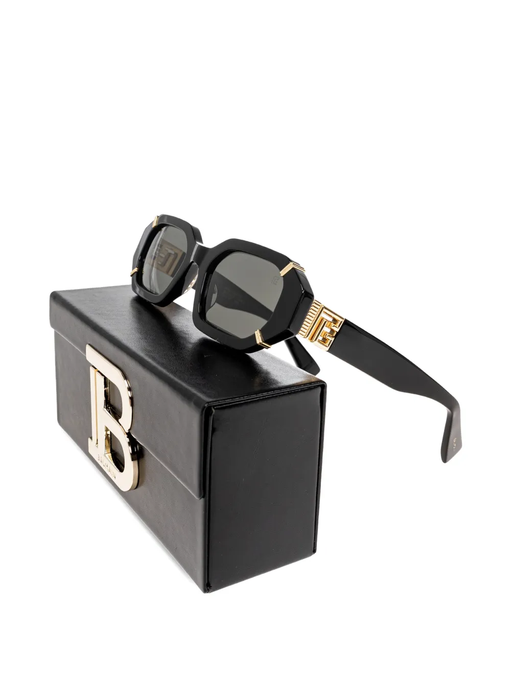 Balmain Eyewear Emblem I geometric-frame sunglasses Zwart