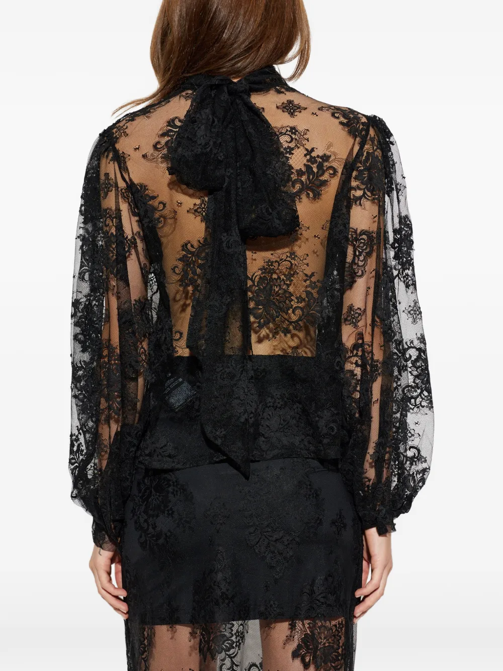 Gestuz GZruby lace tie-neck blouse Zwart