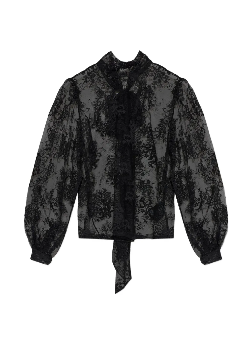 Gestuz GZruby lace tie-neck blouse Zwart