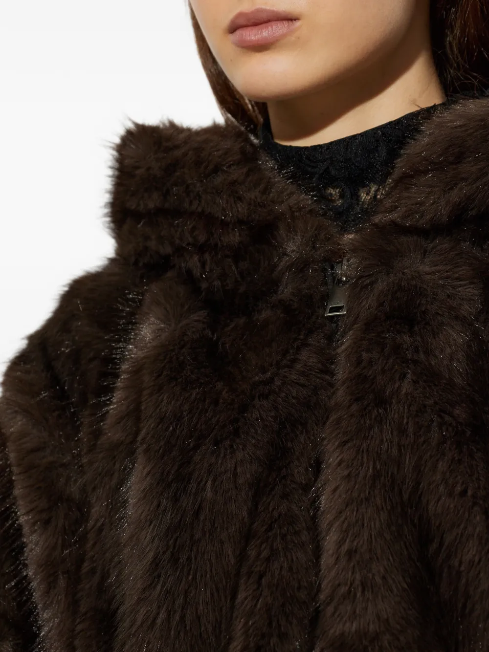 Gestuz GZvenka hooded faux-fur jacket Bruin