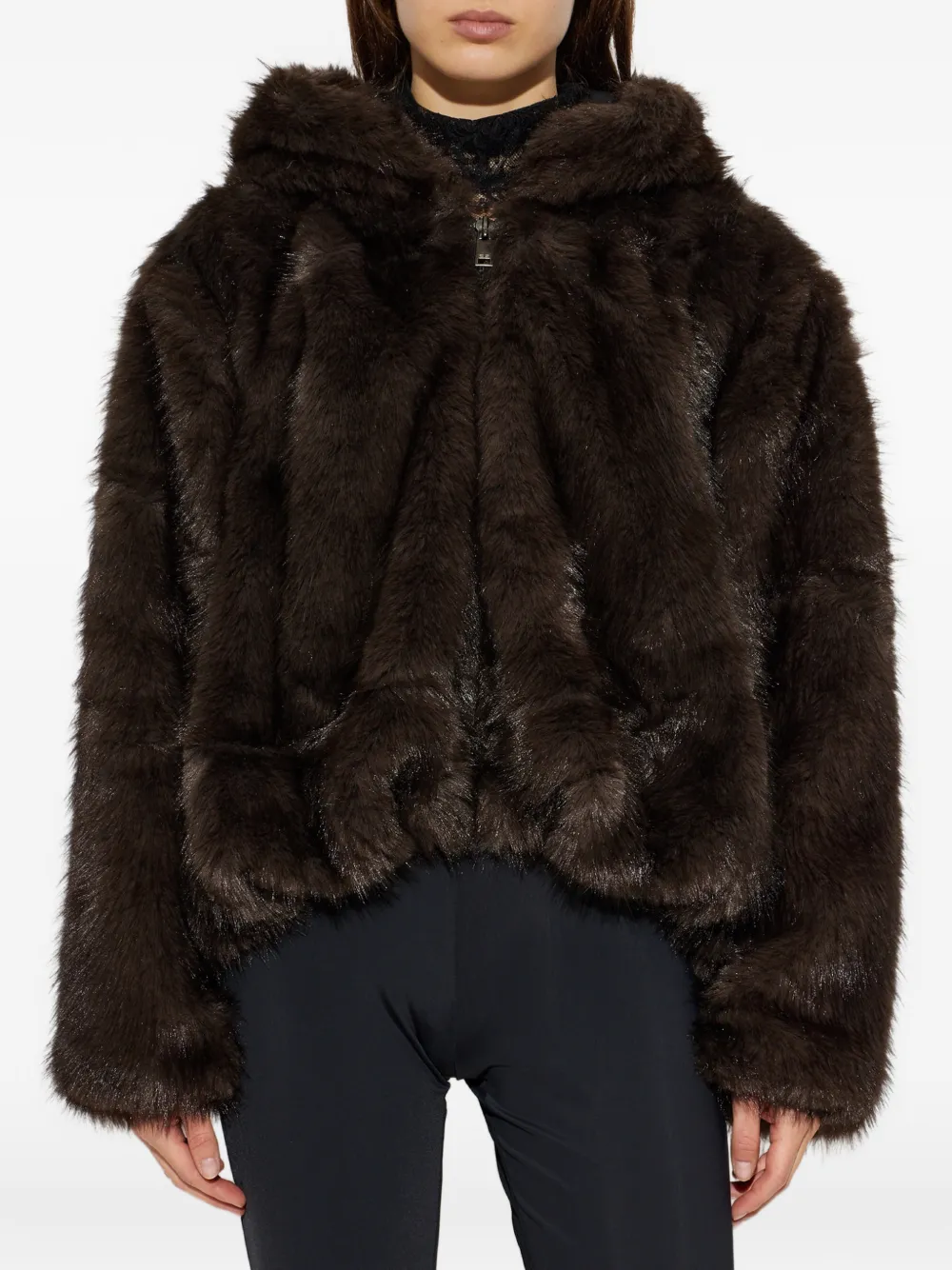 Gestuz GZvenka hooded faux-fur jacket Bruin