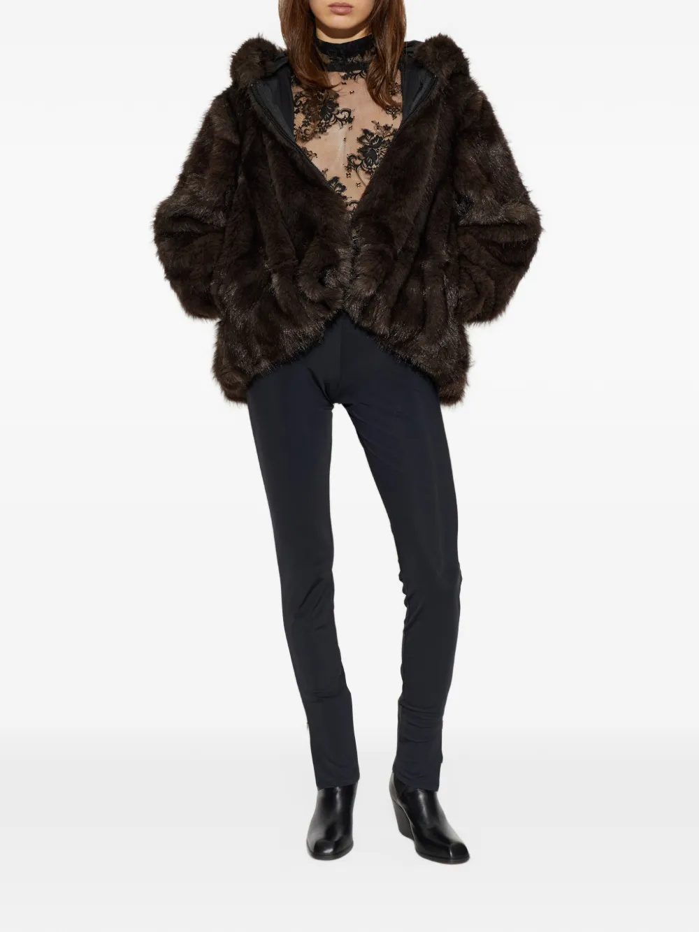 Gestuz GZvenka hooded faux-fur jacket Bruin