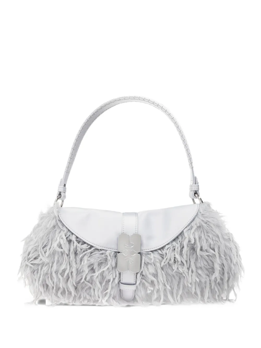 GANNI faux-feather shoulder bag Grijs