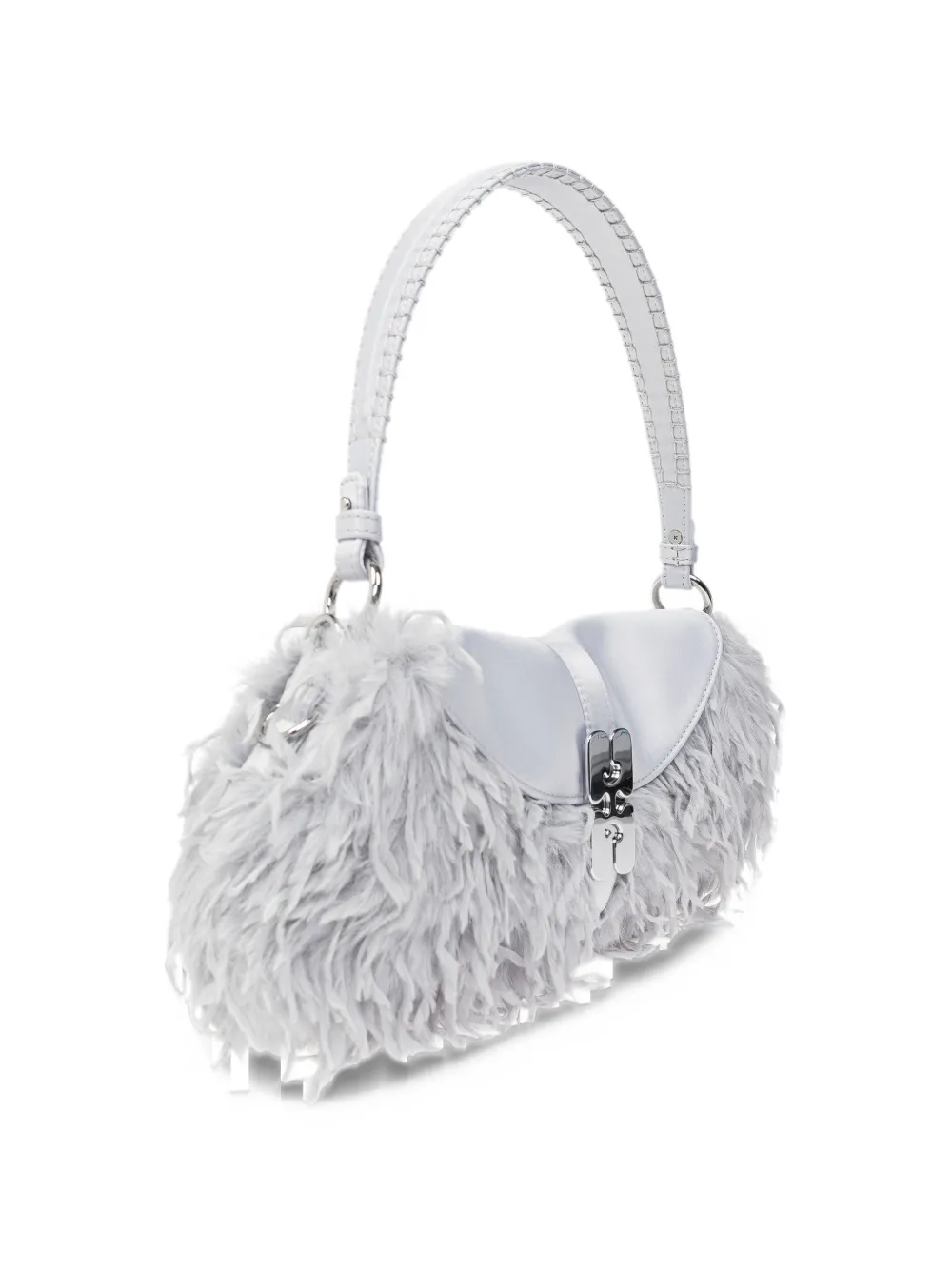 GANNI faux-feather shoulder bag Grijs