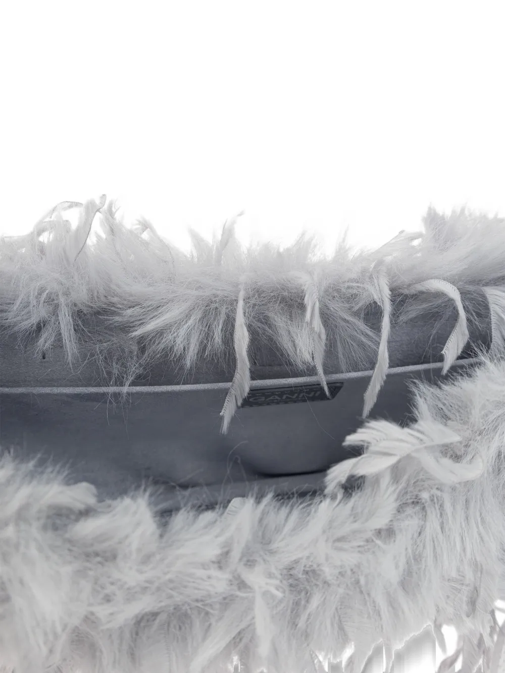 GANNI faux-feather shoulder bag Grijs