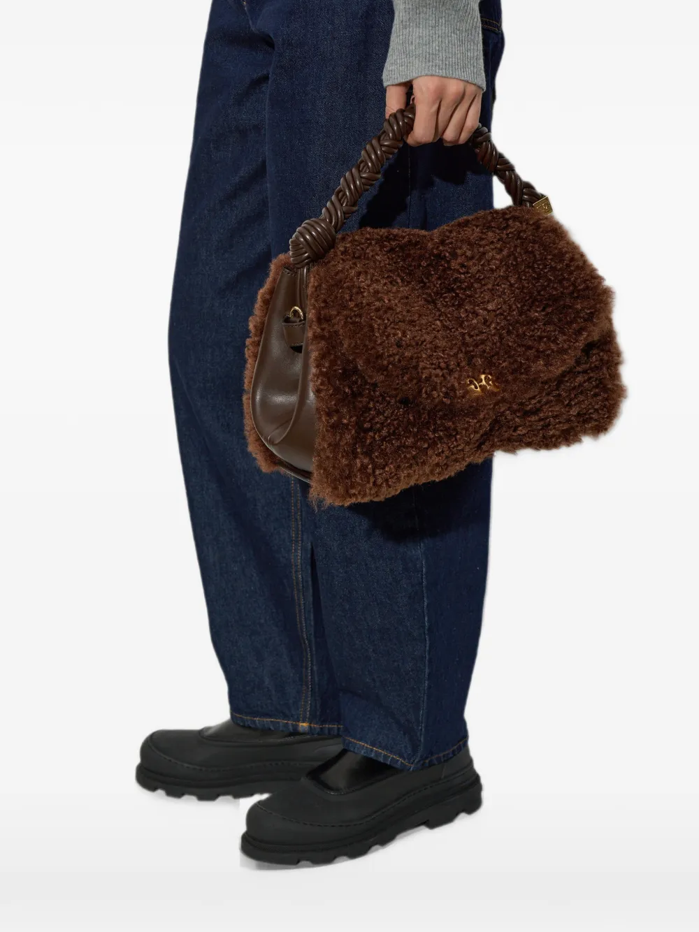 GANNI faux-fur tote bag Bruin
