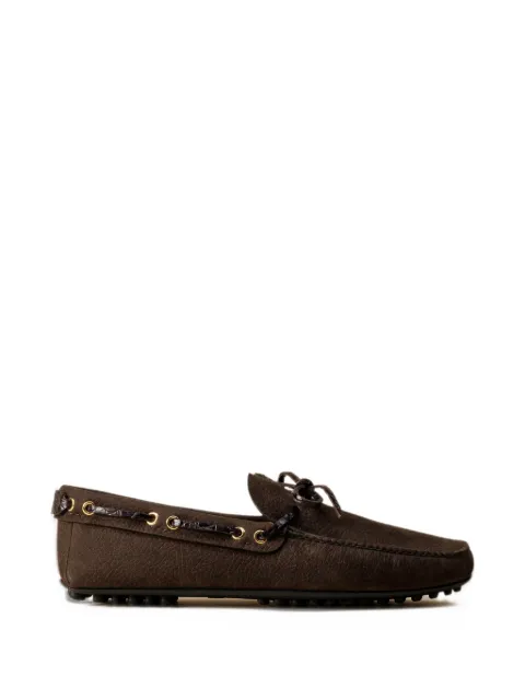 Car Shoe crocodile-print leather boat shoes