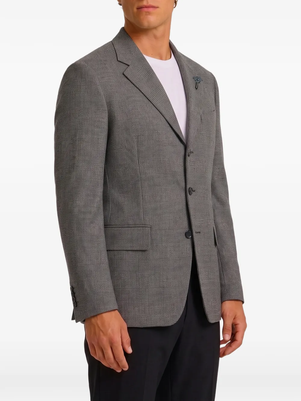Lardini Prince of Wales check single-breasted jacket Grijs