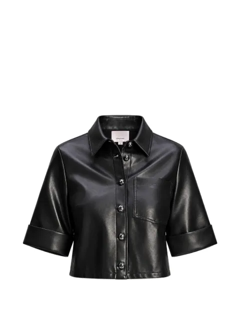Cinq A Sept Aiden faux-leather cropped shirt