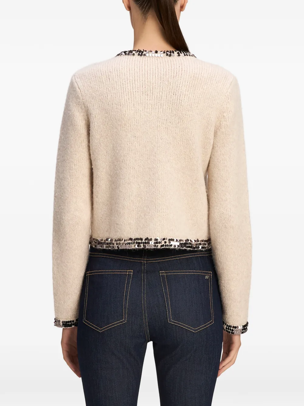 Cinq A Sept Benoite sequin-embellished cardigan Wit