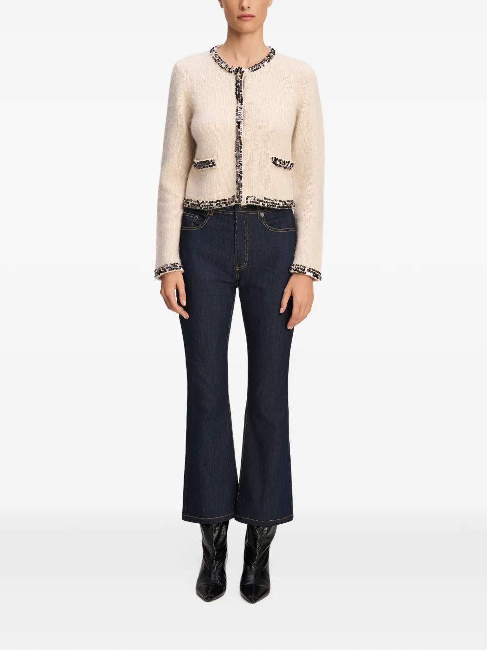Cinq A Sept Benoite sequin-embellished cardigan Wit
